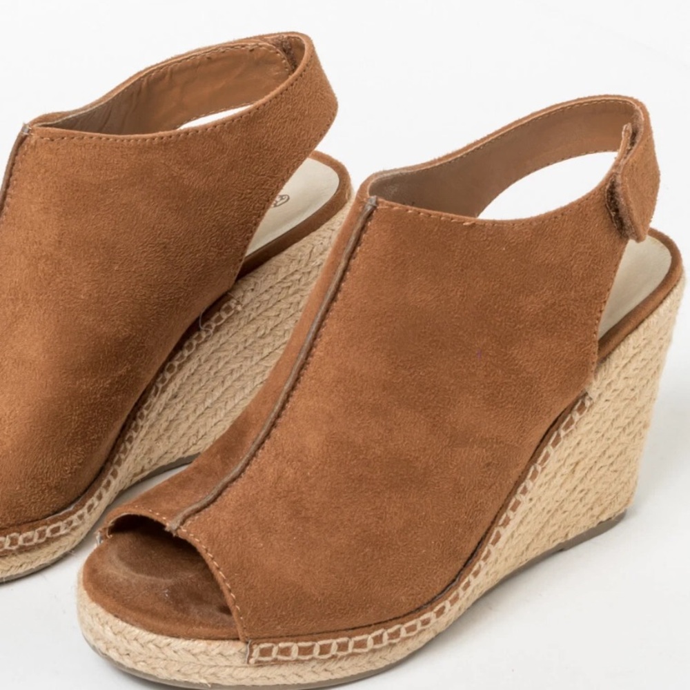 Brash Womens High Heel Wedge Suede Espadrille Open Toe Sandals ~ Rustic Brown 8 - Picture 12 of 13